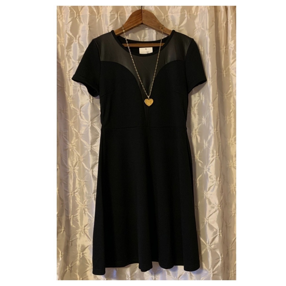 Neesha black faux leather fit & flare dress lbd